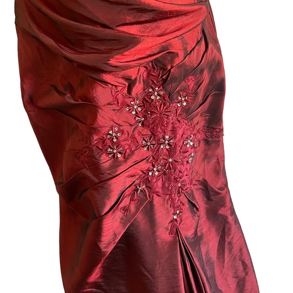 Deep Iridescent Red Strapless Gown - Picture 4 of 8